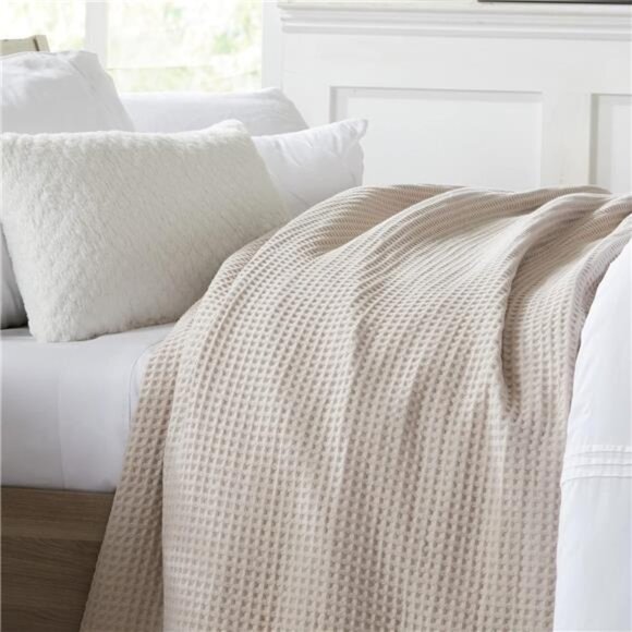 100% Cotton Waffle Weave Bed Blanket | Soft, Breathable, and Lightweight Blanket - Picture 6 of 8